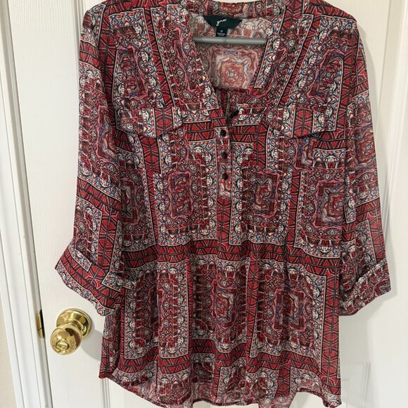 GNW 100% red polyester blouse in size 1X - Picture 1 of 5